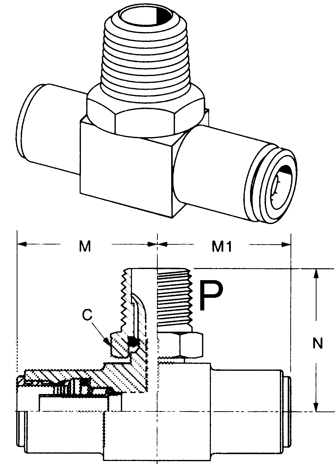 Brass Push Connect To Male Npt Tees Hydraulic Supply Co