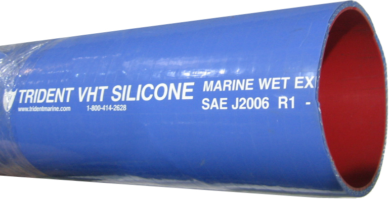 Blue Very Hi Temperature Silicone Rubber Wet Exhaust Hose, 4.00 Inch ID, Up To 35.00 PSI